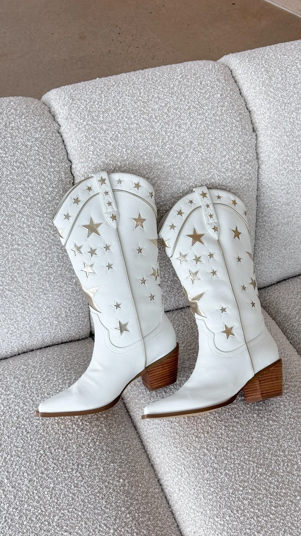Dollie Boots - White-Gold Metallic