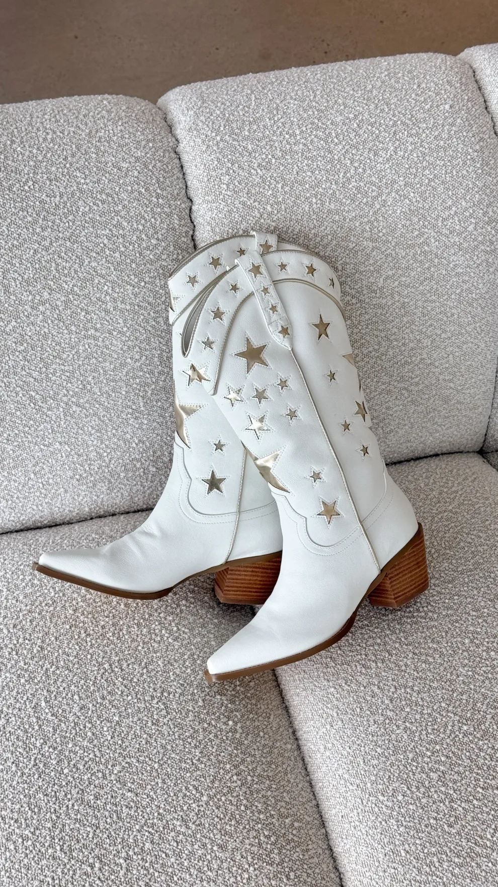 Dollie Boots - White-Gold Metallic