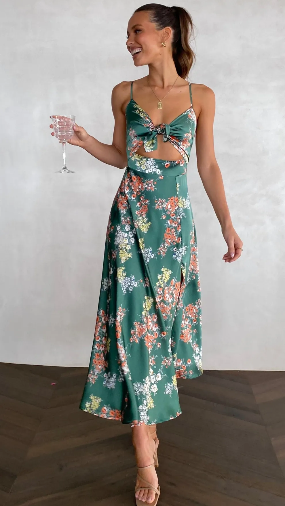 Dreamers Midi Dress - Green Floral