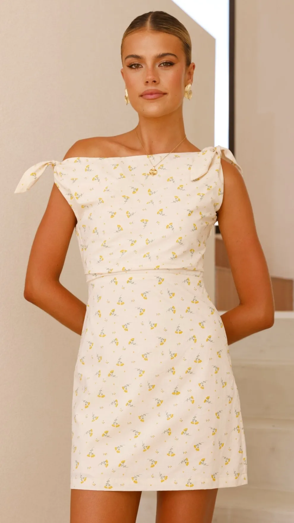 Ebbe Mini Dress - Yellow Floral