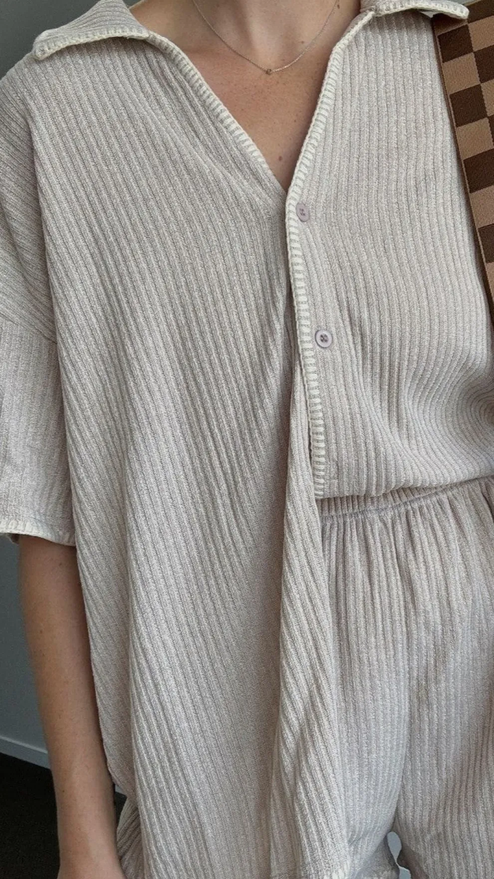 Eden Knit Top and Shorts Set - Taupe