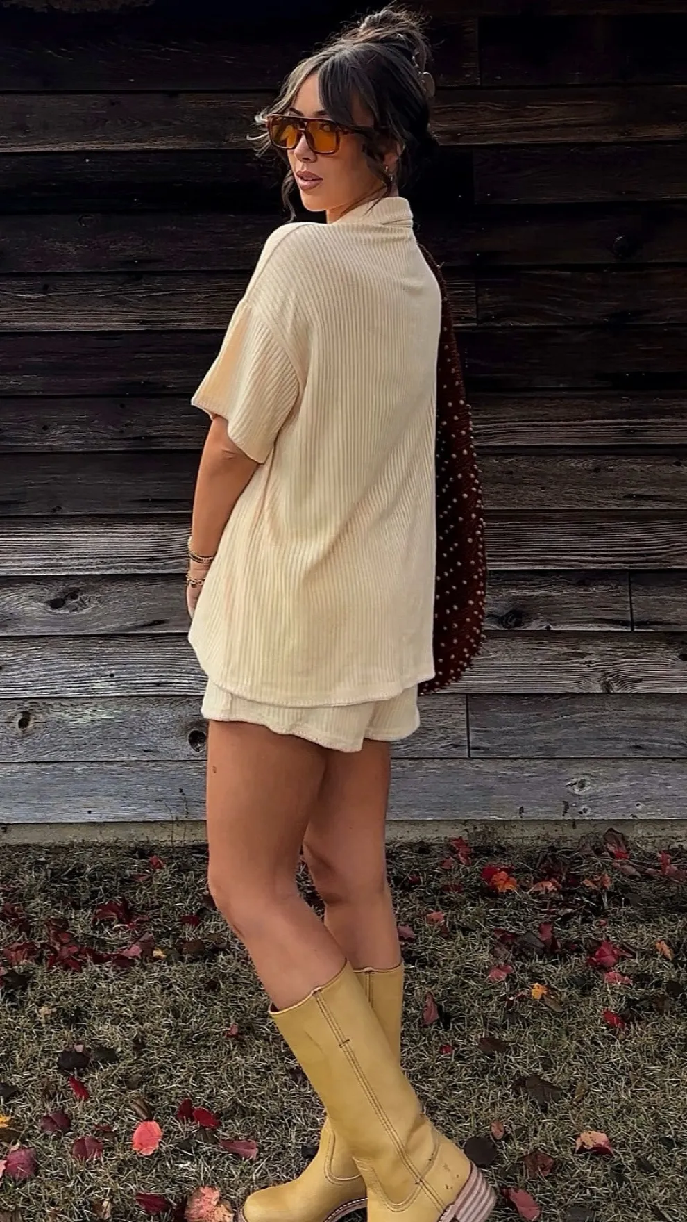 Eden Knit Top and Shorts Set - Yellow