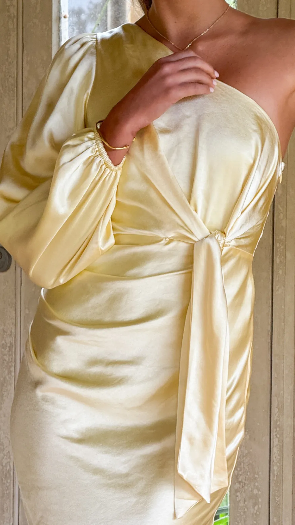 Eden One Shoulder Tie Front Maxi Dress - Yellow