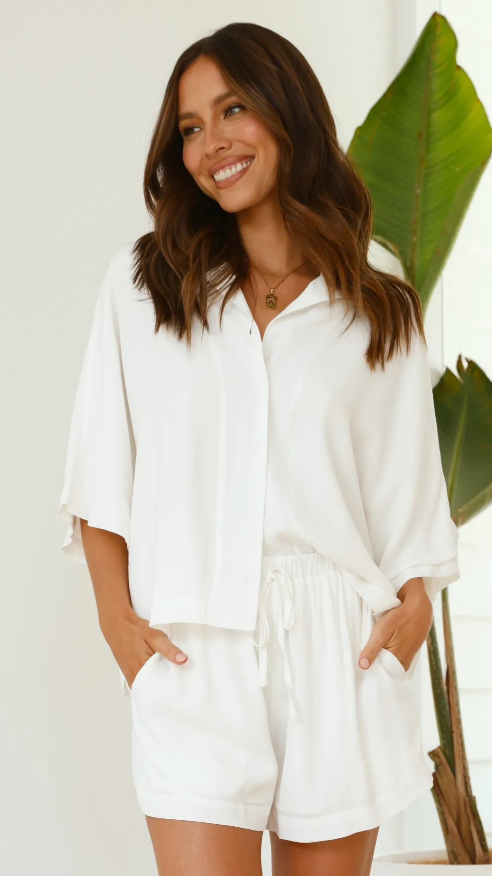 Edita Button Up Top - White