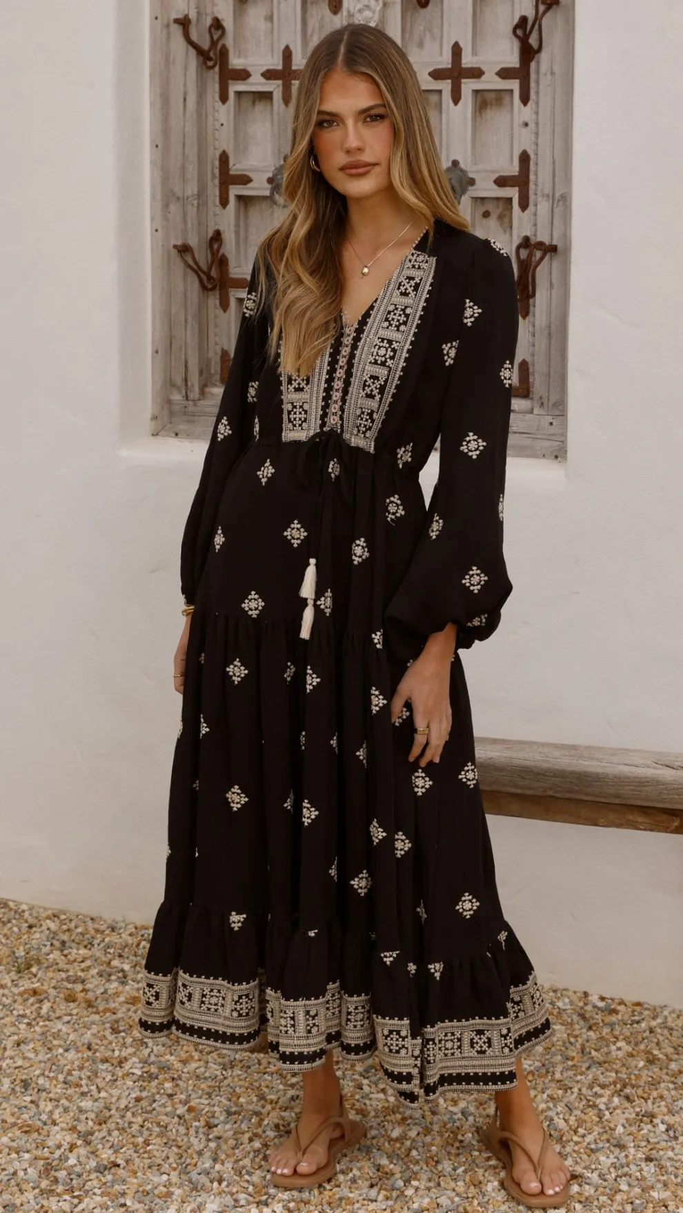 Ellarose Maxi Dress - Black/Beige