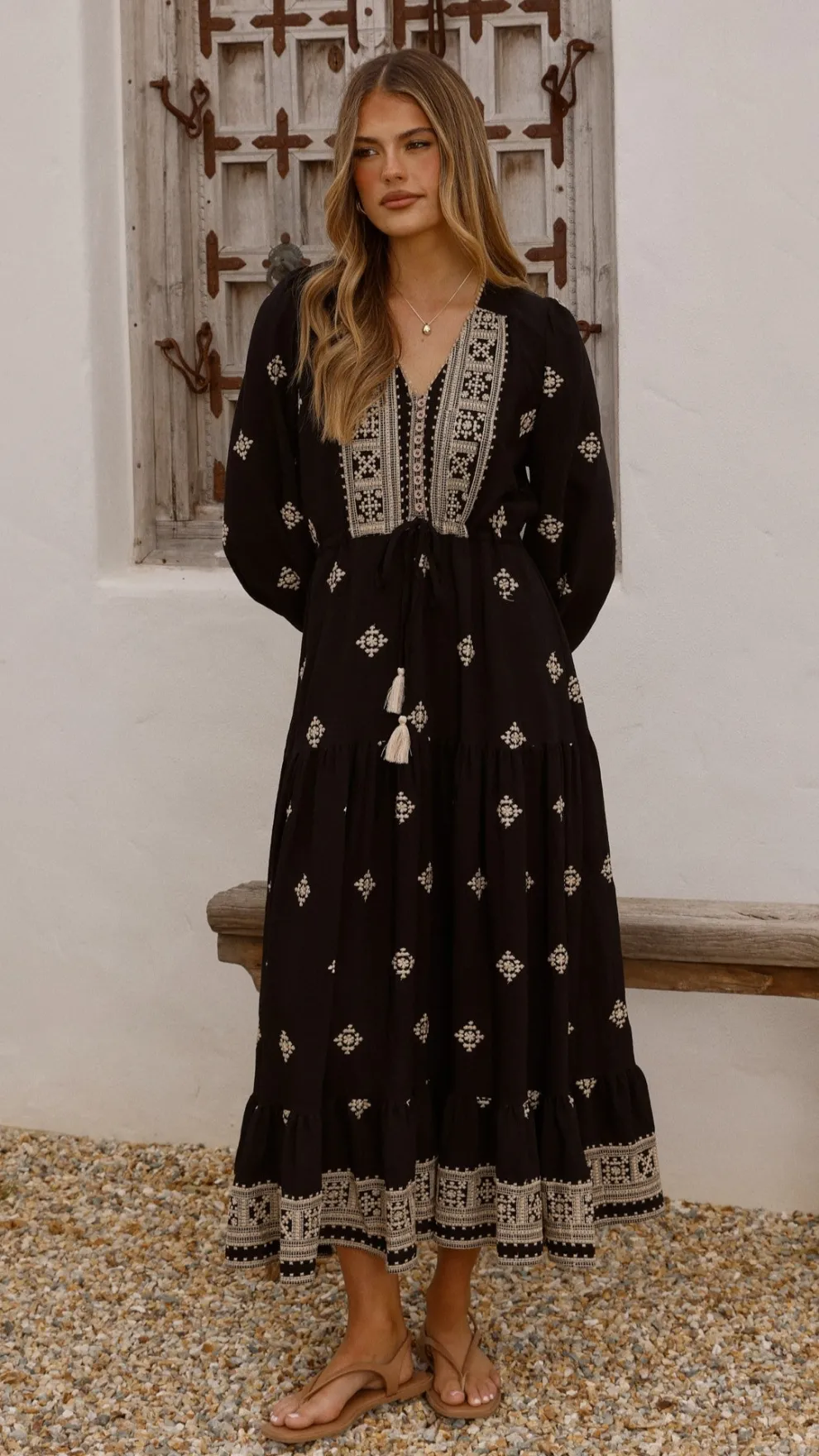 Ellarose Maxi Dress - Black/Beige