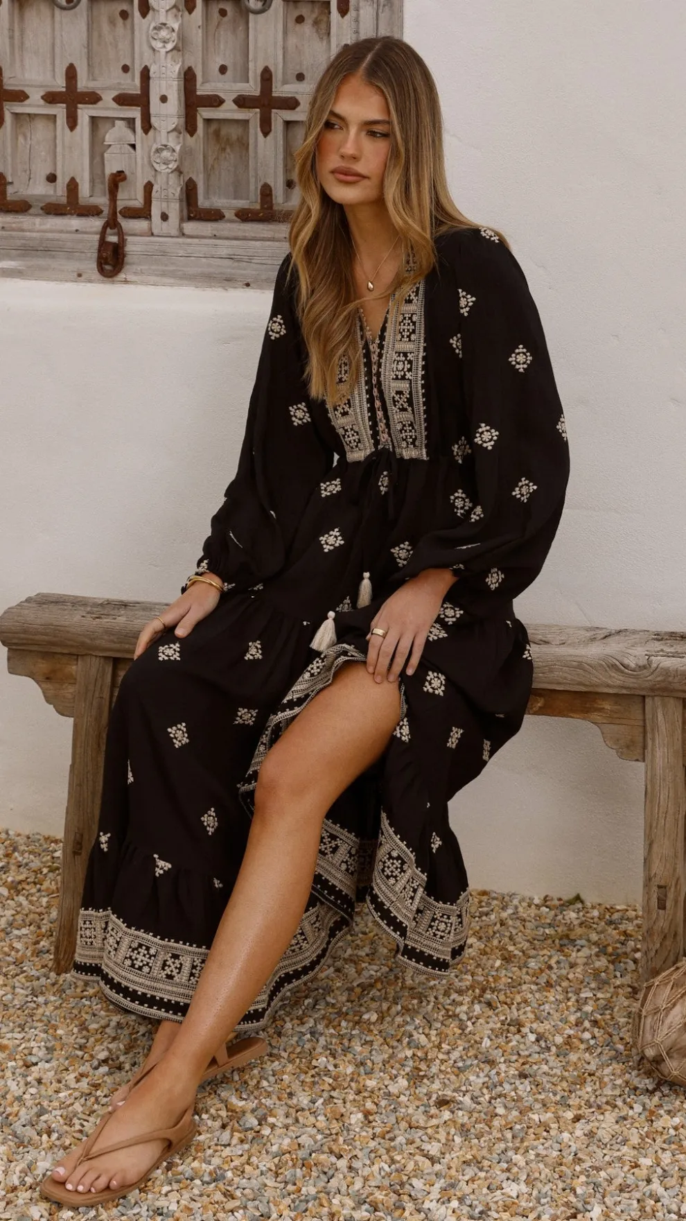 Ellarose Maxi Dress - Black/Beige