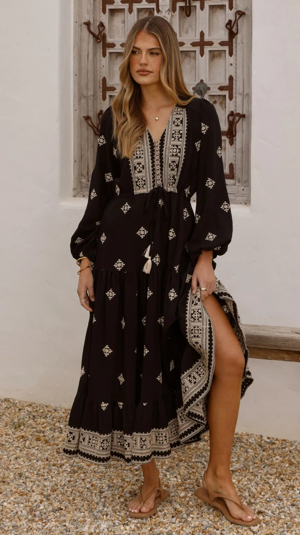 Ellarose Maxi Dress - Black/Beige