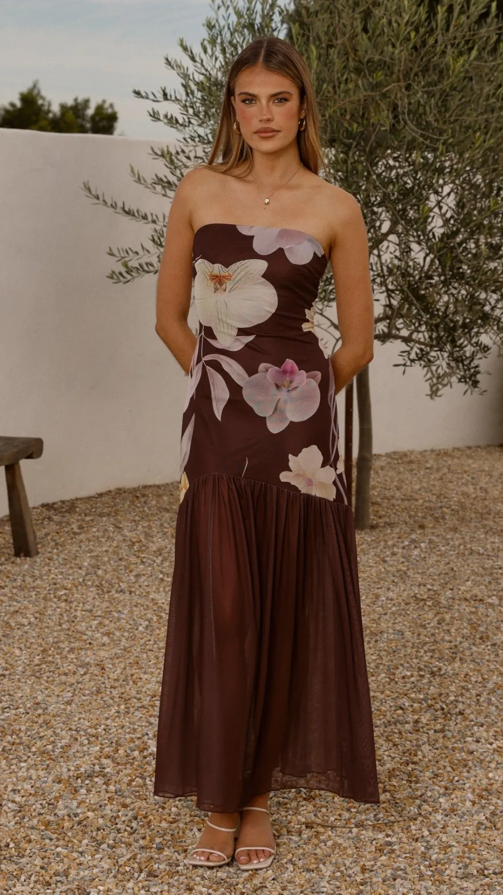 Elle Maxi Dress - Brown Floral