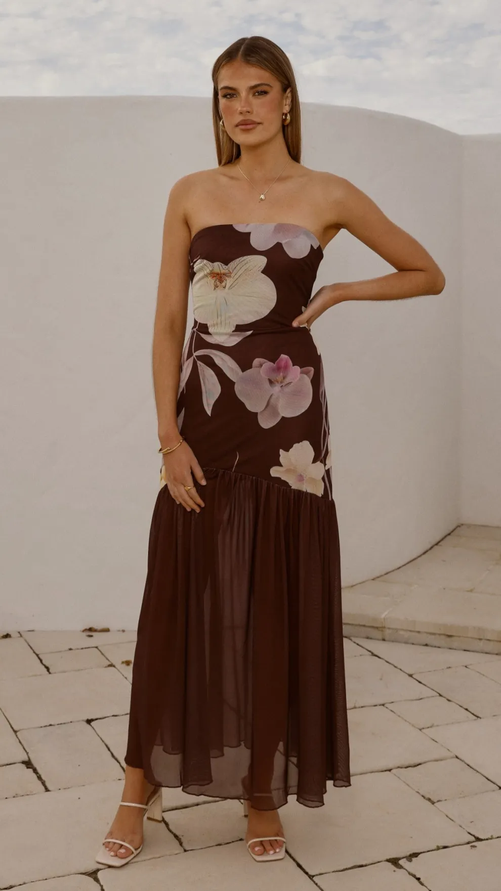 Elle Maxi Dress - Brown Floral