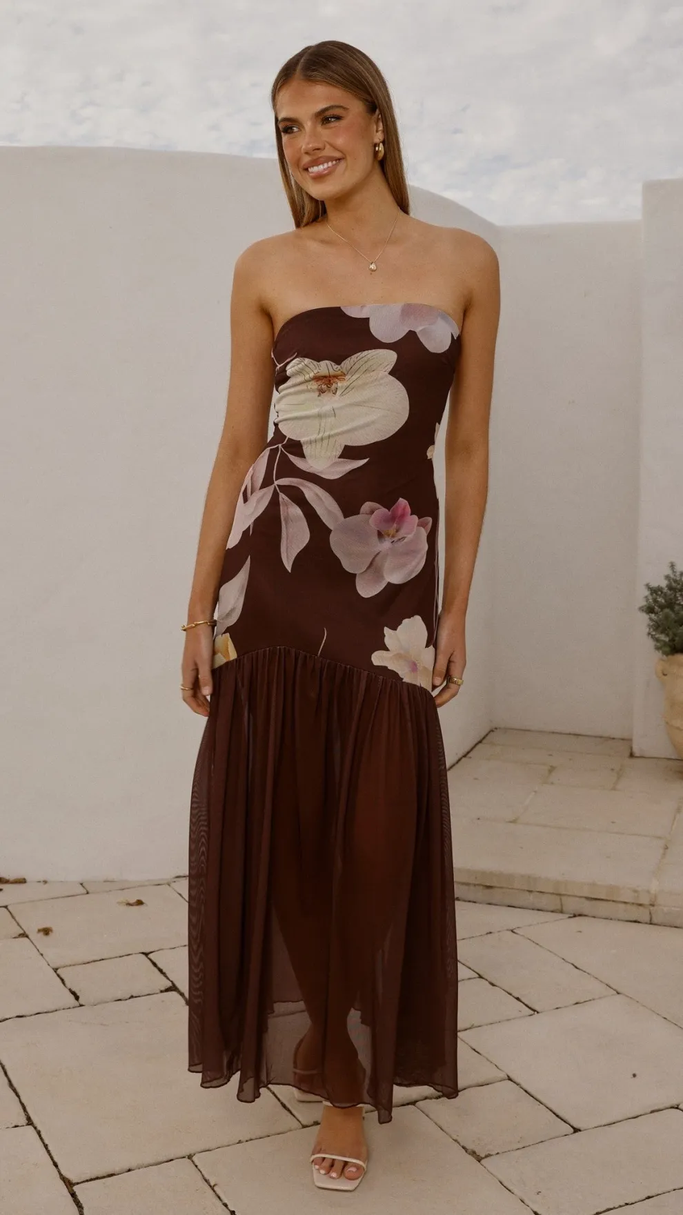 Elle Maxi Dress - Brown Floral