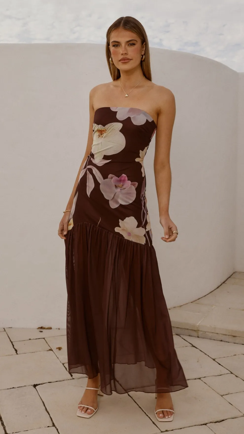 Elle Maxi Dress - Brown Floral