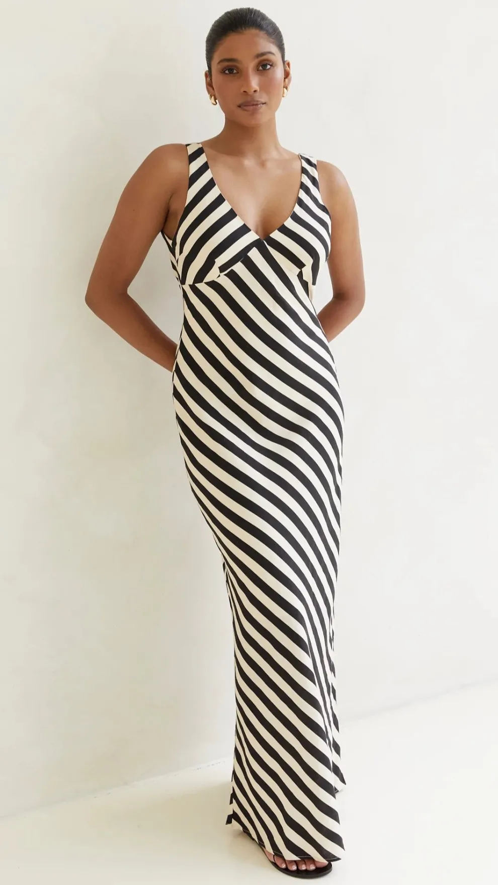 Ellery Maxi Dress - Black/Beige Stripe