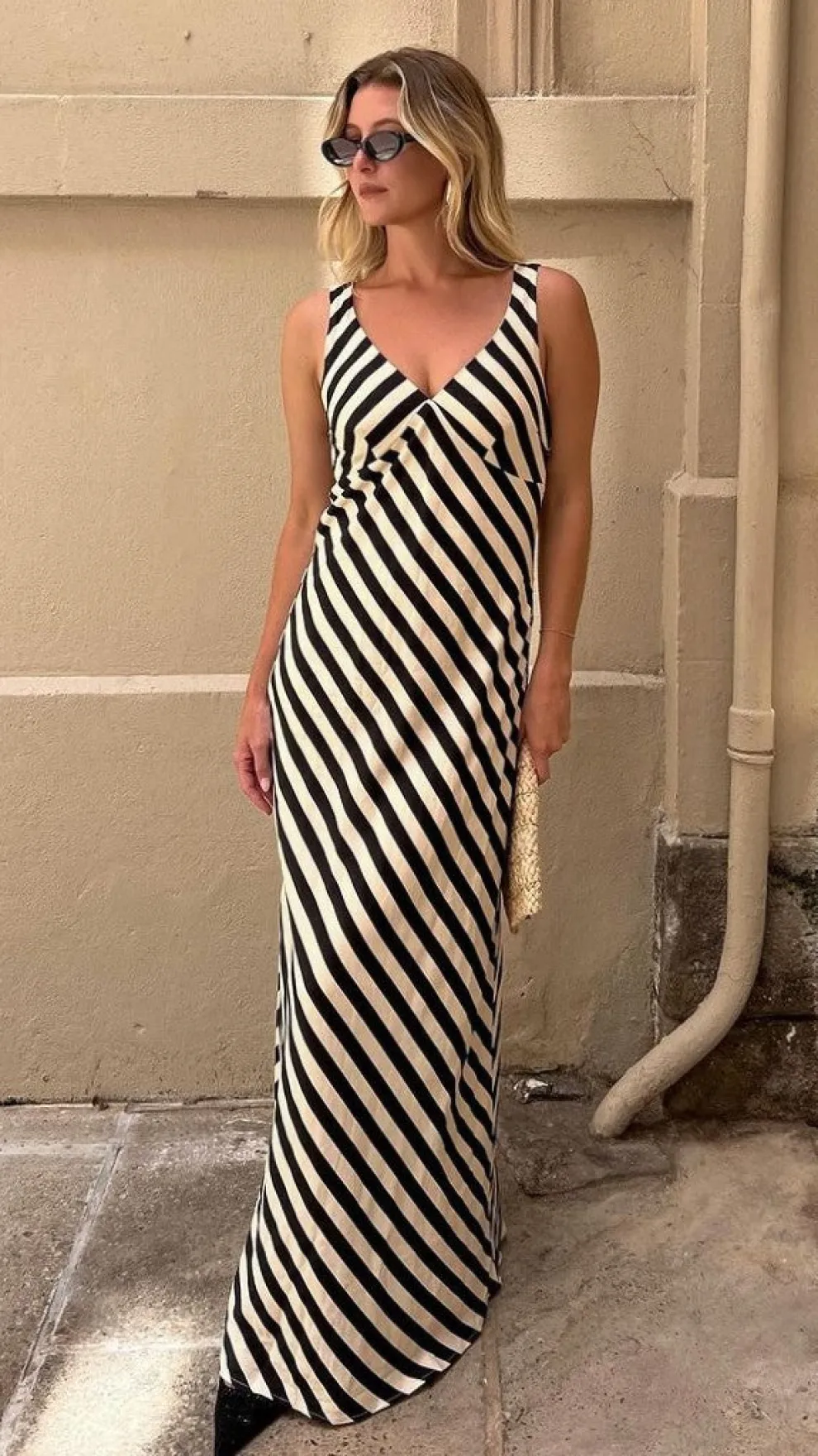 Ellery Maxi Dress - Black/Beige Stripe