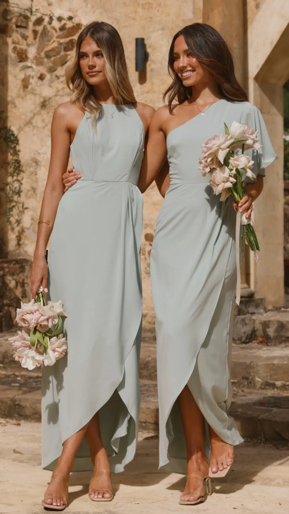 Emma One Sleeve Maxi Dress - Sage