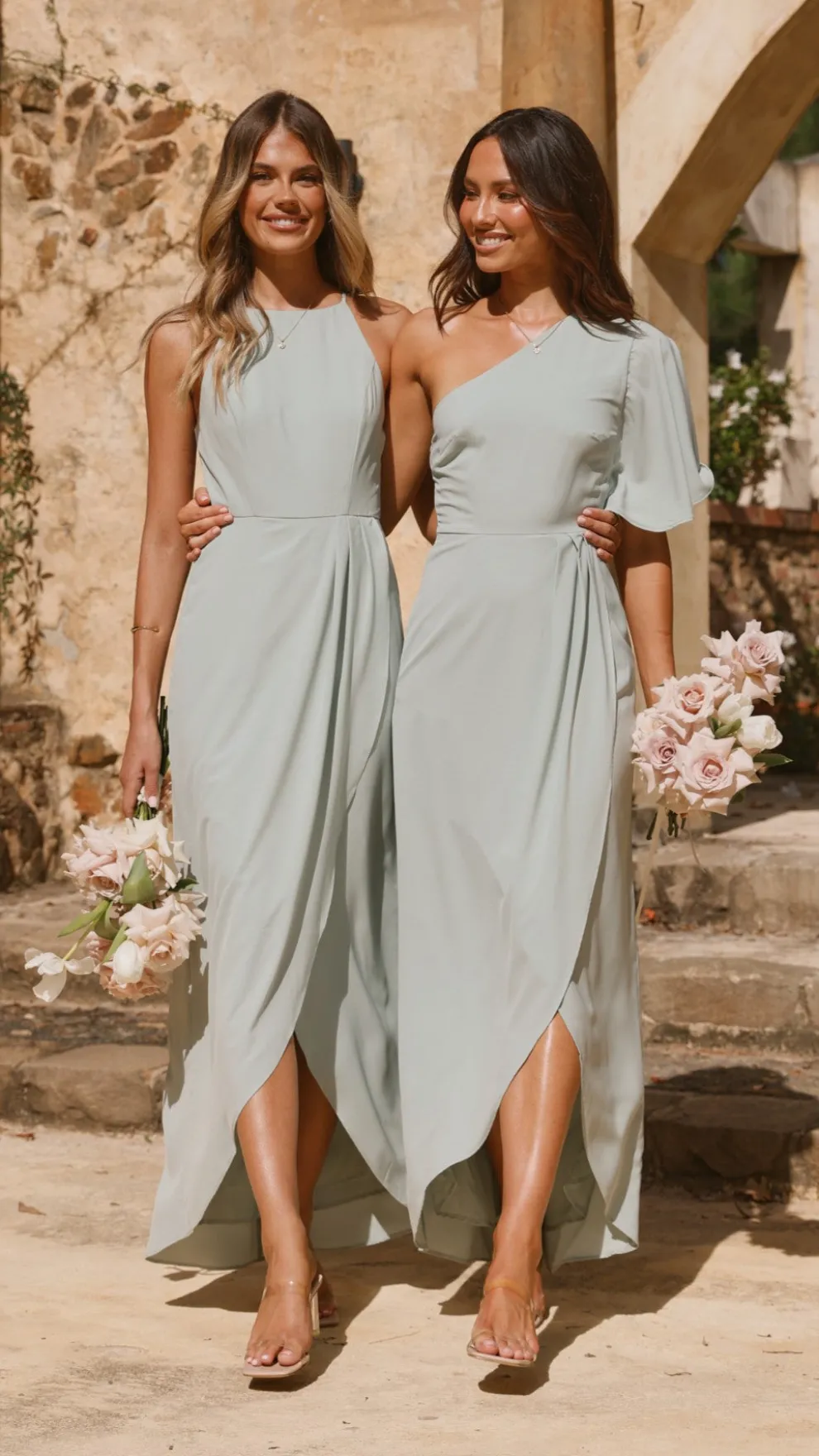 Emma One Sleeve Maxi Dress - Sage