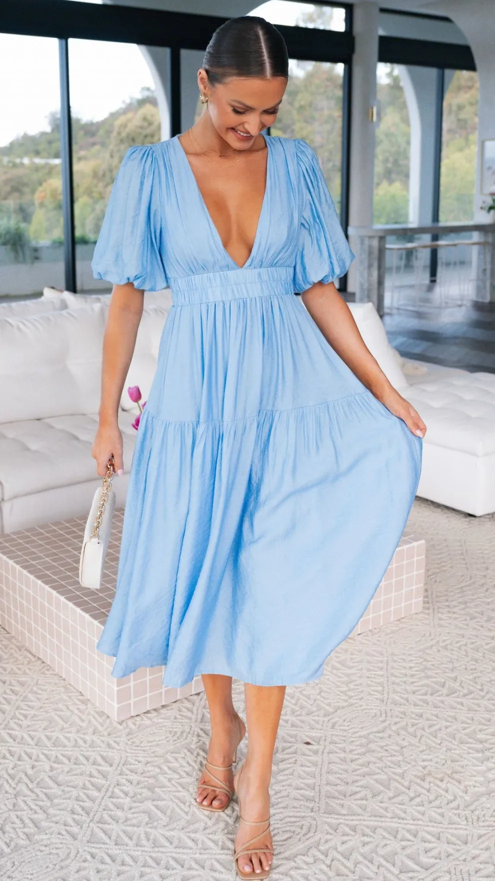 Erin Midi Dress - Blue