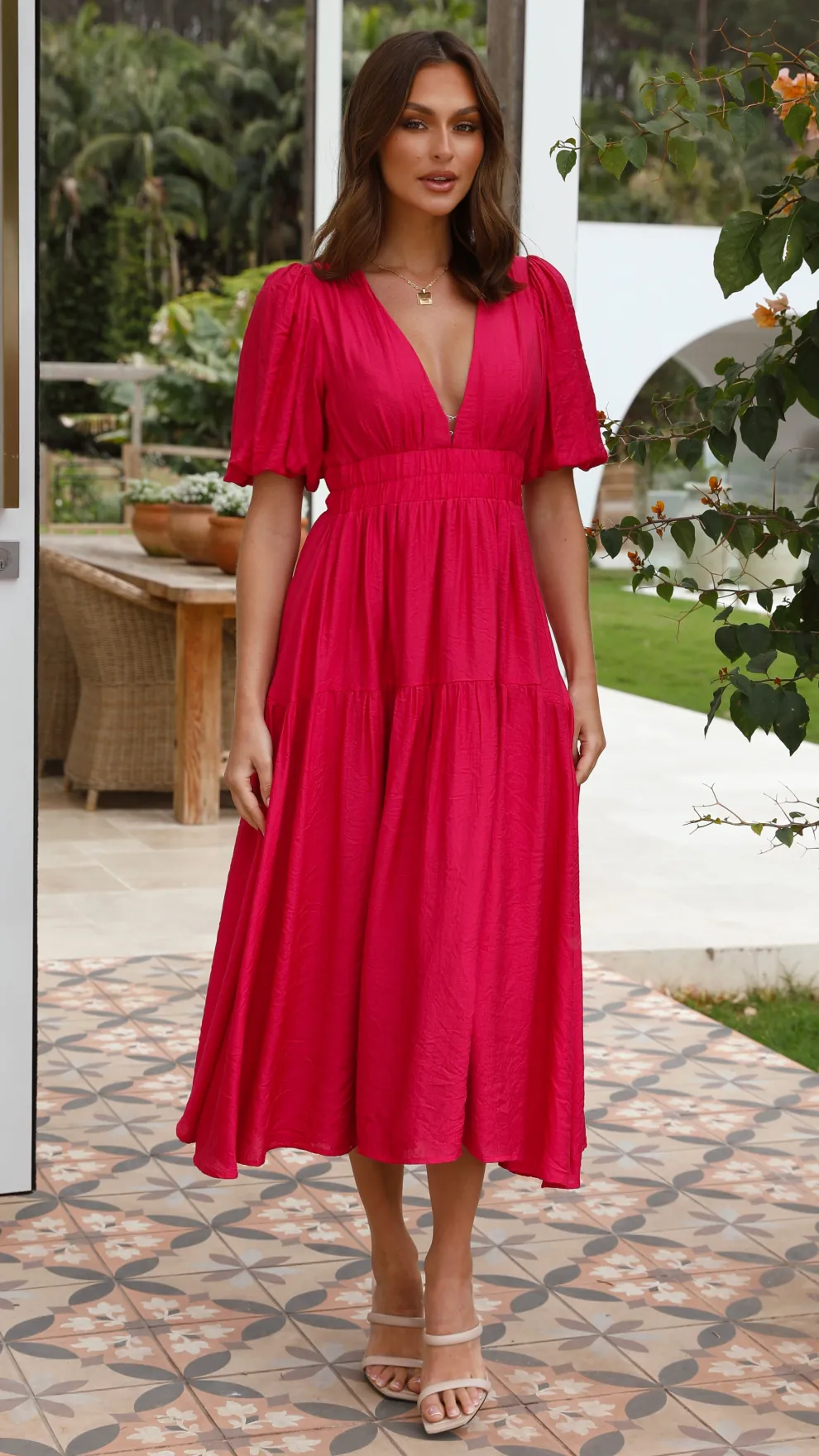 Erin Midi Dress - Magenta