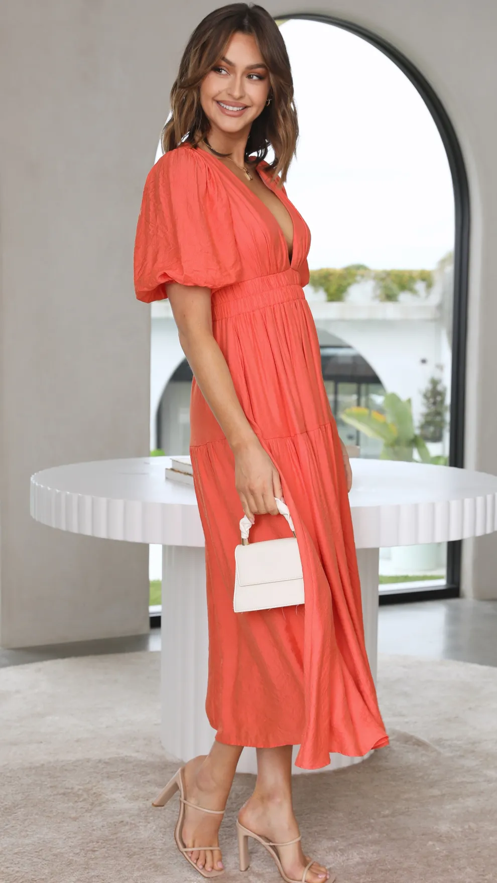 Erin Midi Dress - Melon