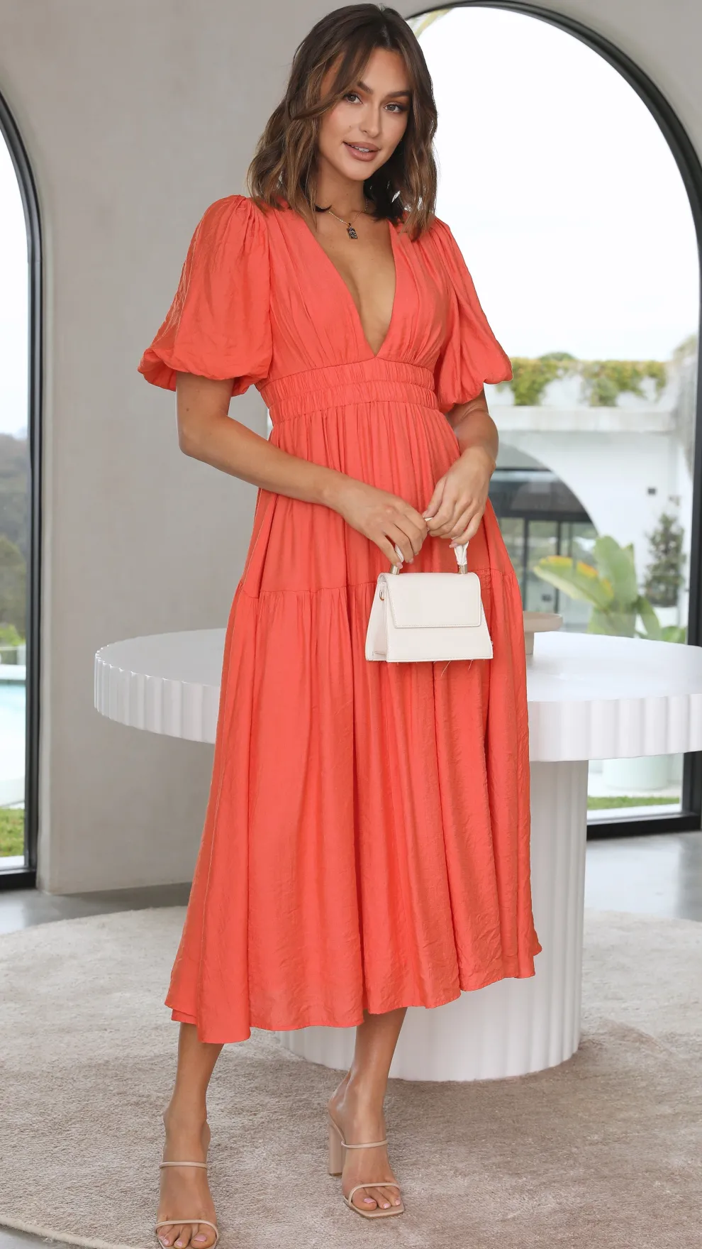 Erin Midi Dress - Melon