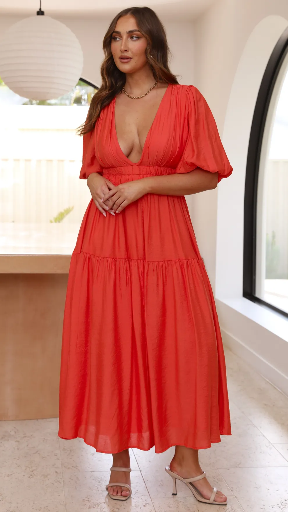 Erin Midi Dress - Melon