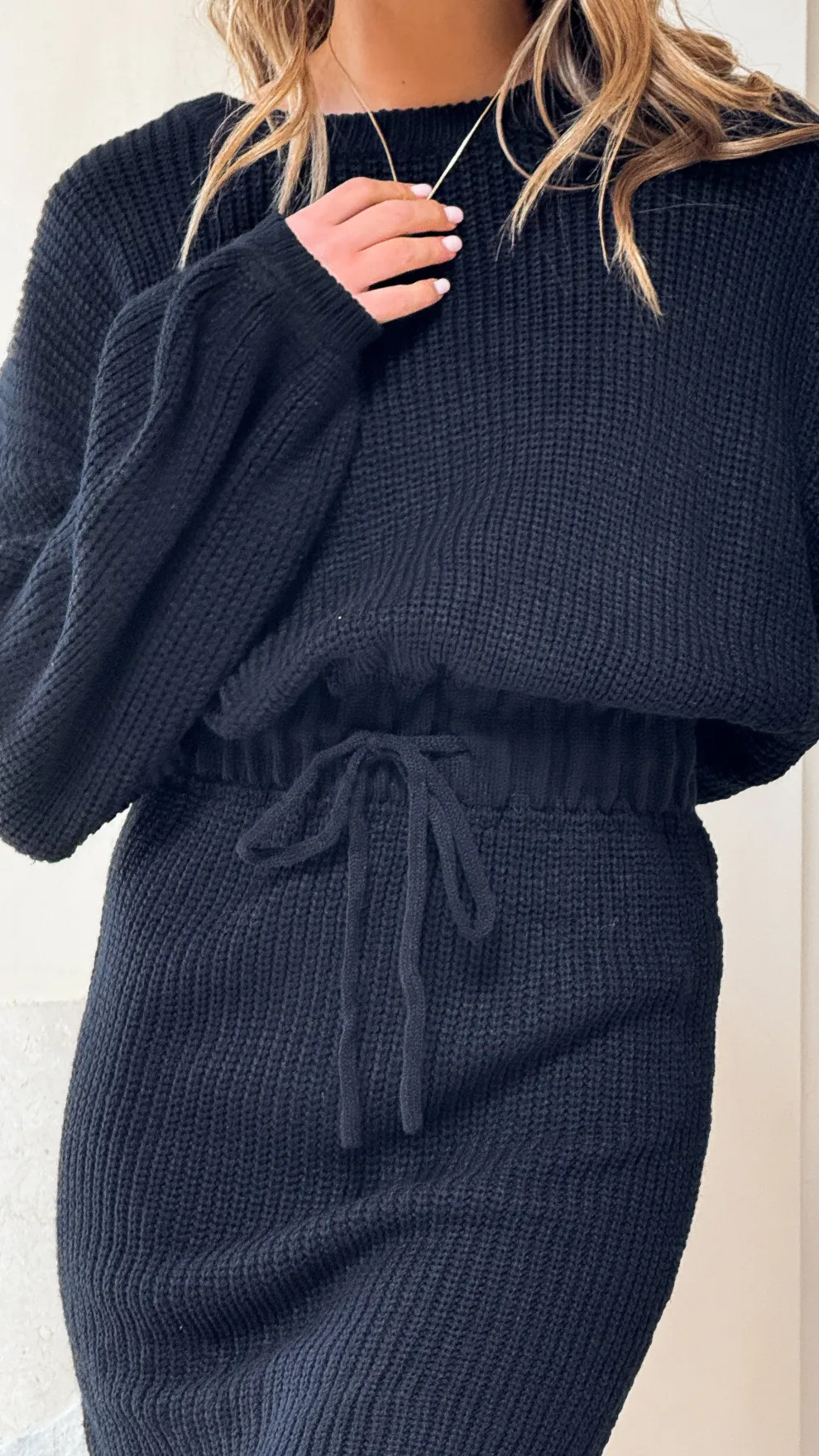 Feya Knit Mini Dress - Black