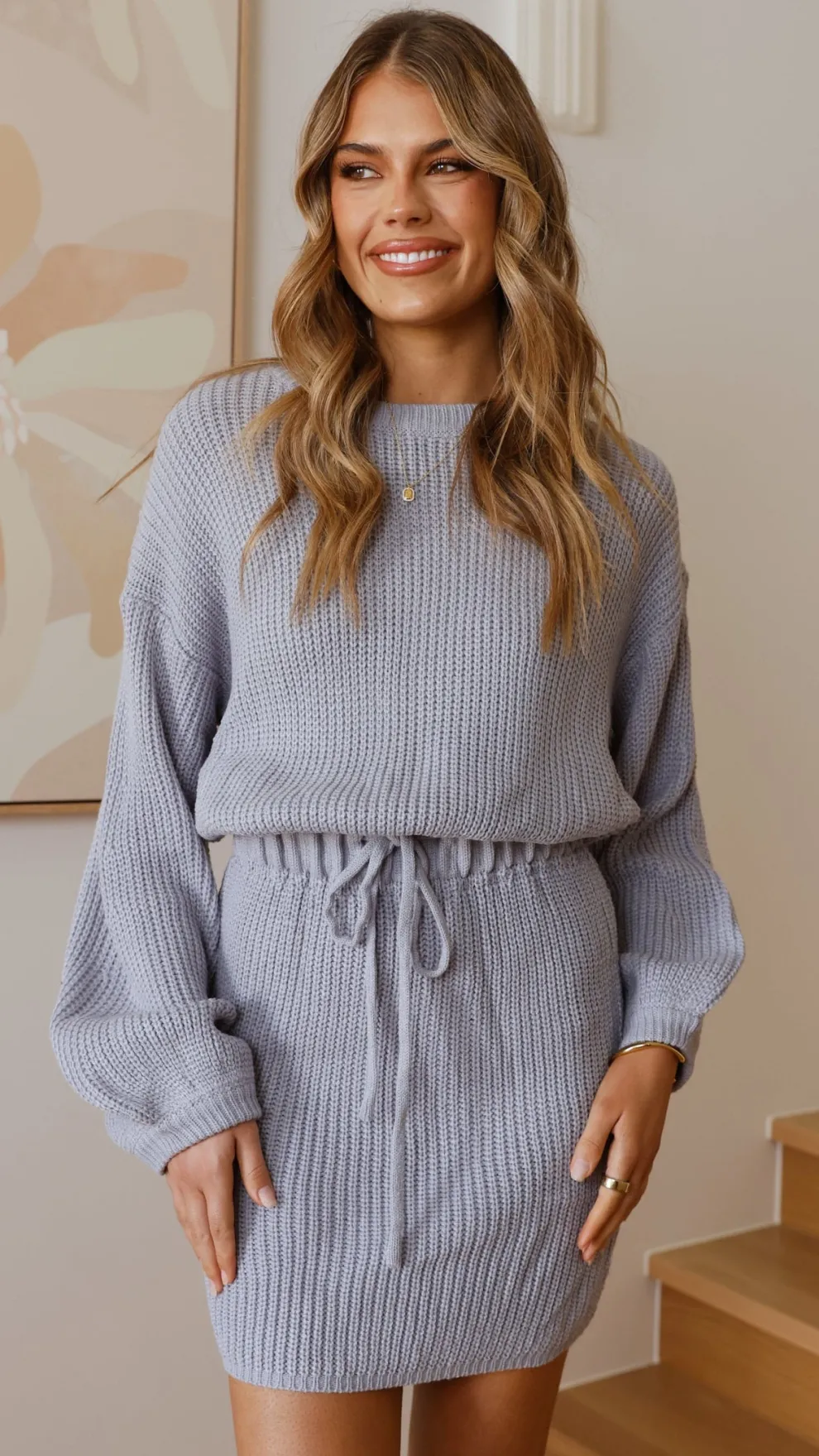 Feya Knit Mini Dress - Blue