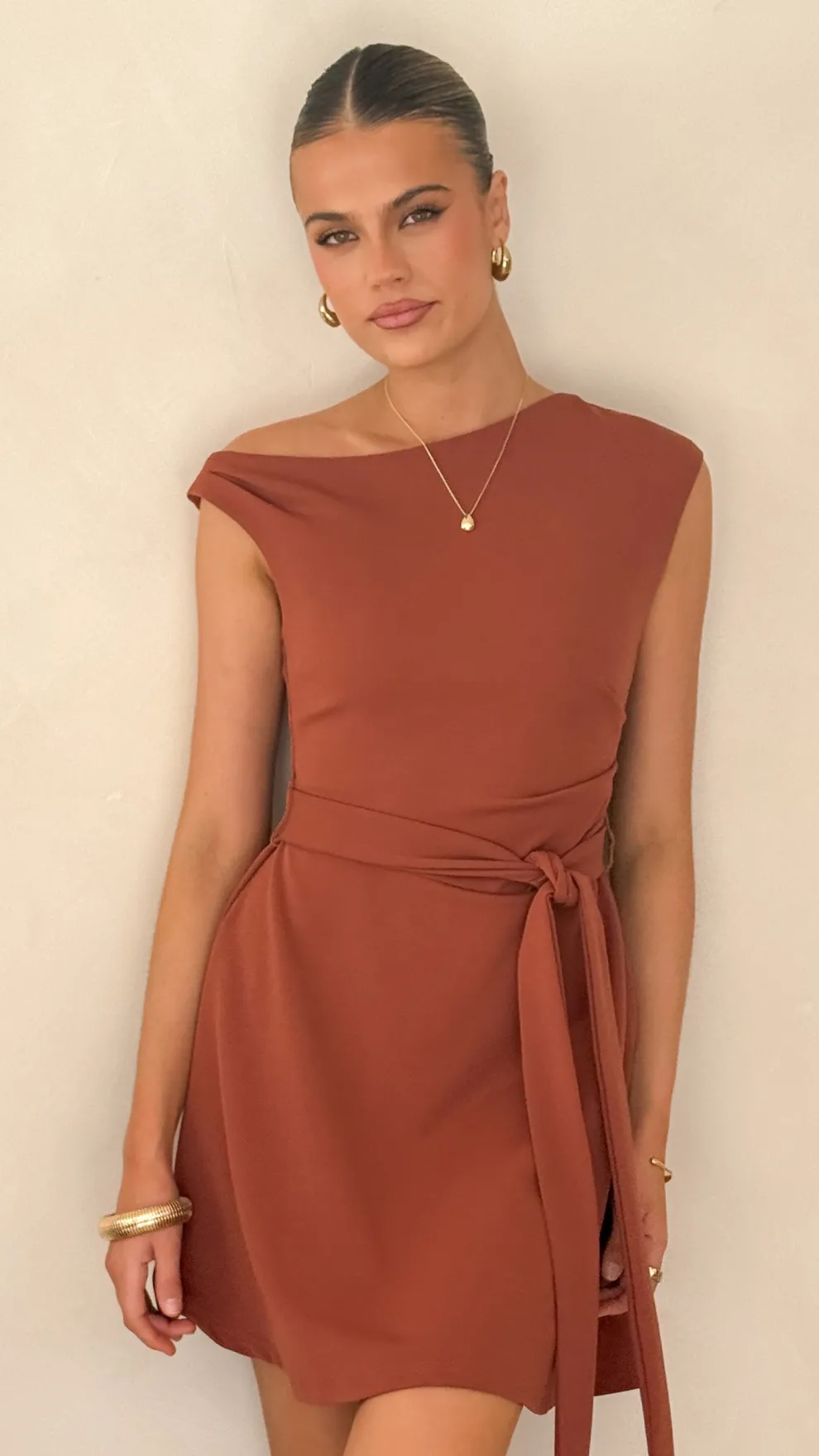 Gem Mini Dress - Brown