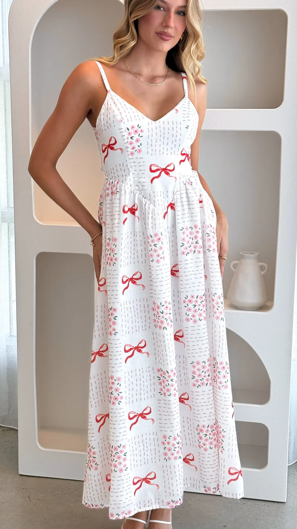 Georgina Maxi Dress - Sweet Bow Pink