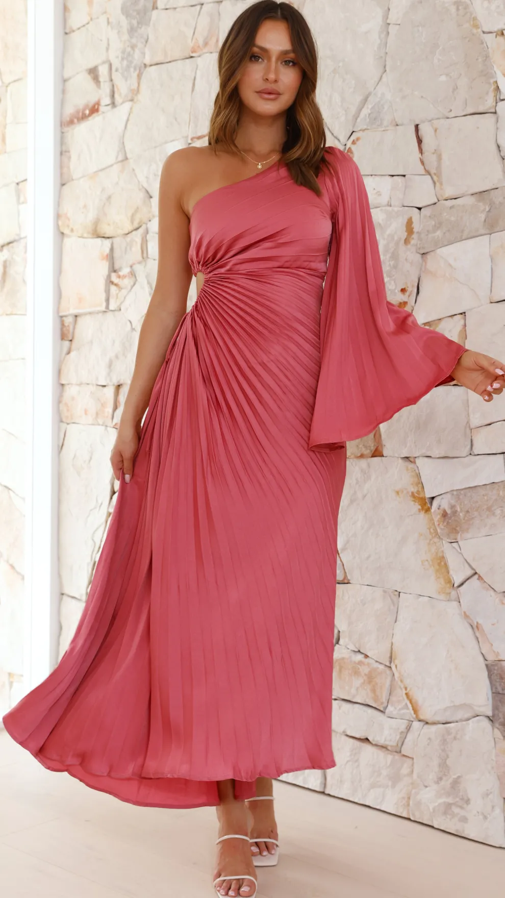 Gwen One Shoulder Maxi Dress - Pink