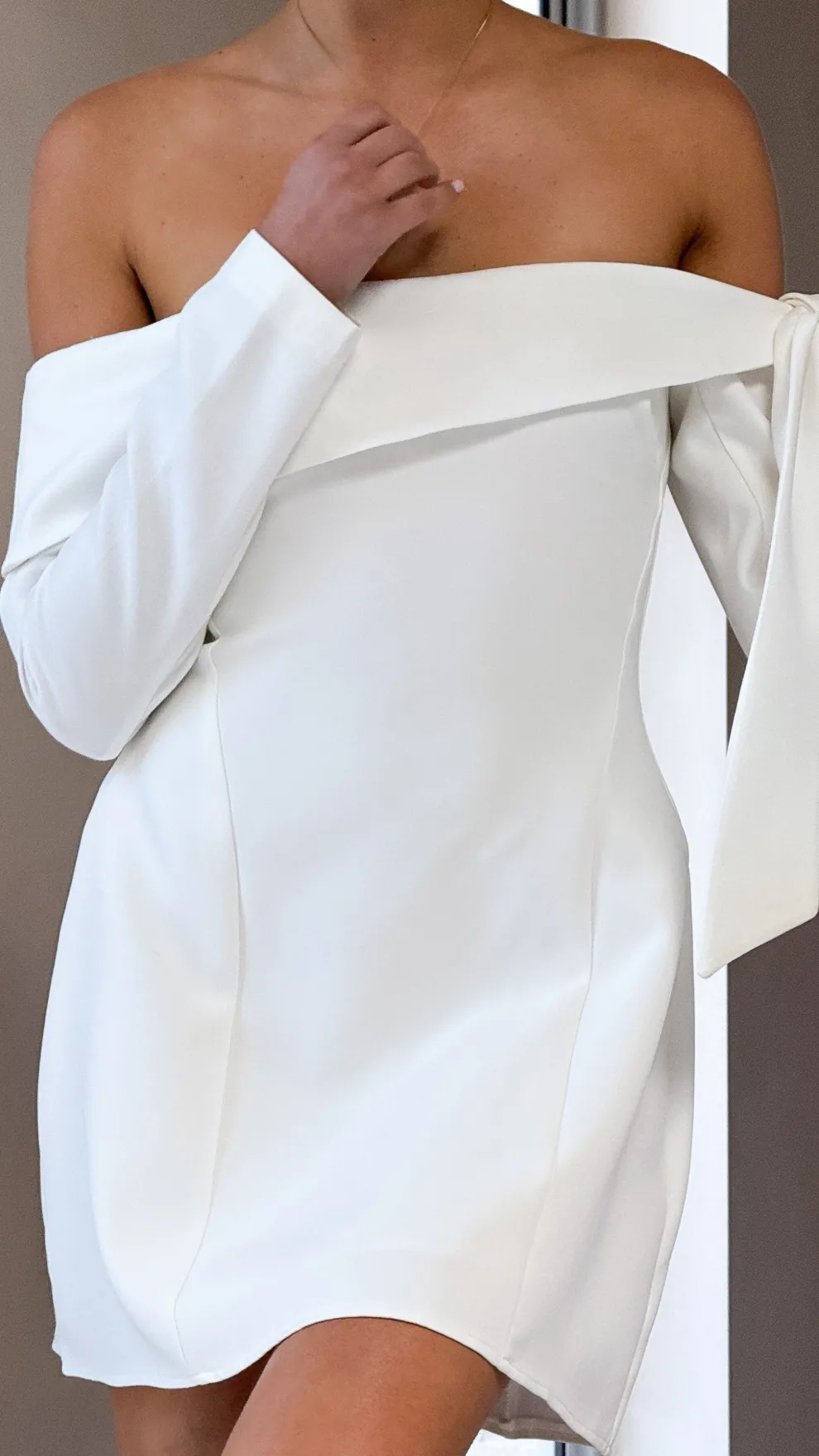 Halen Long Sleeve Mini Dress - White