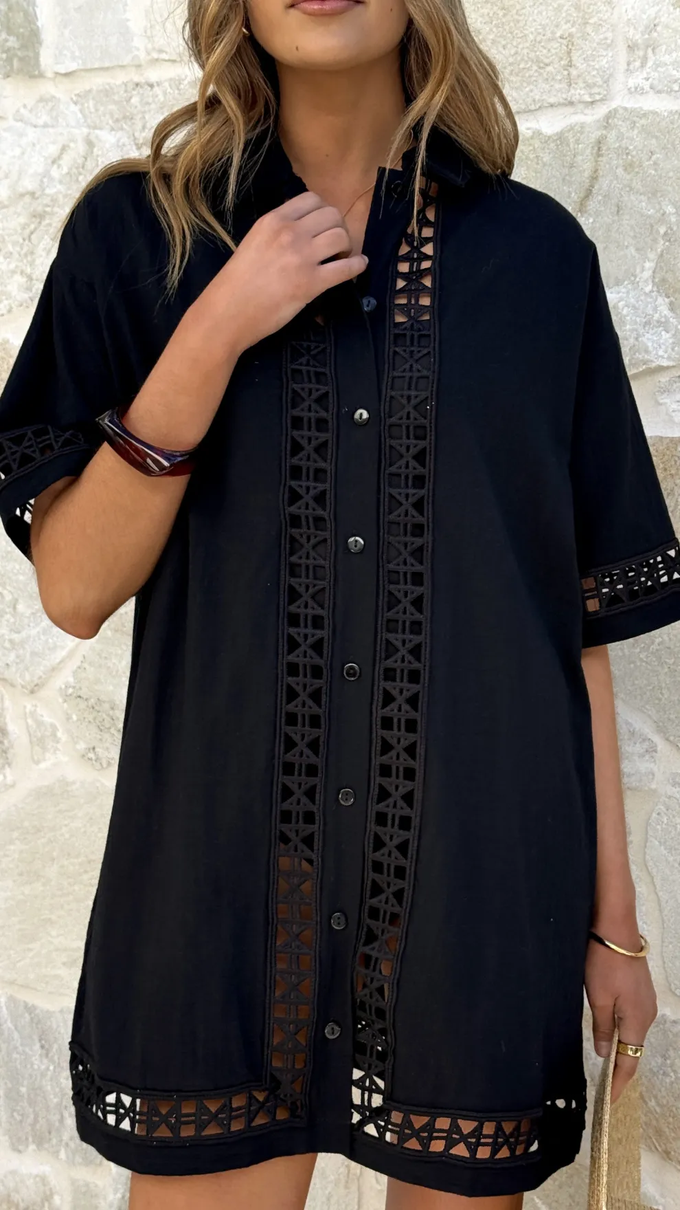 Halia Mini Shirt Dress - Black
