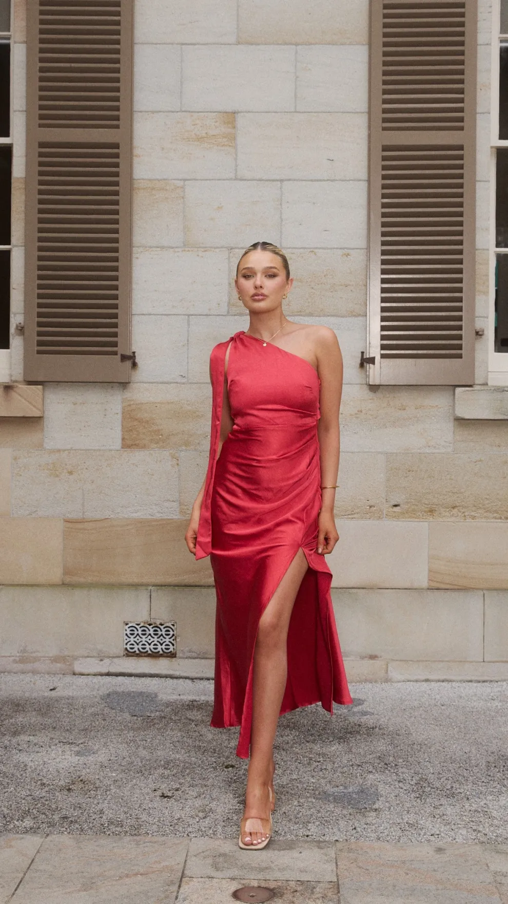 Halle One Shoulder Maxi Dress - Red