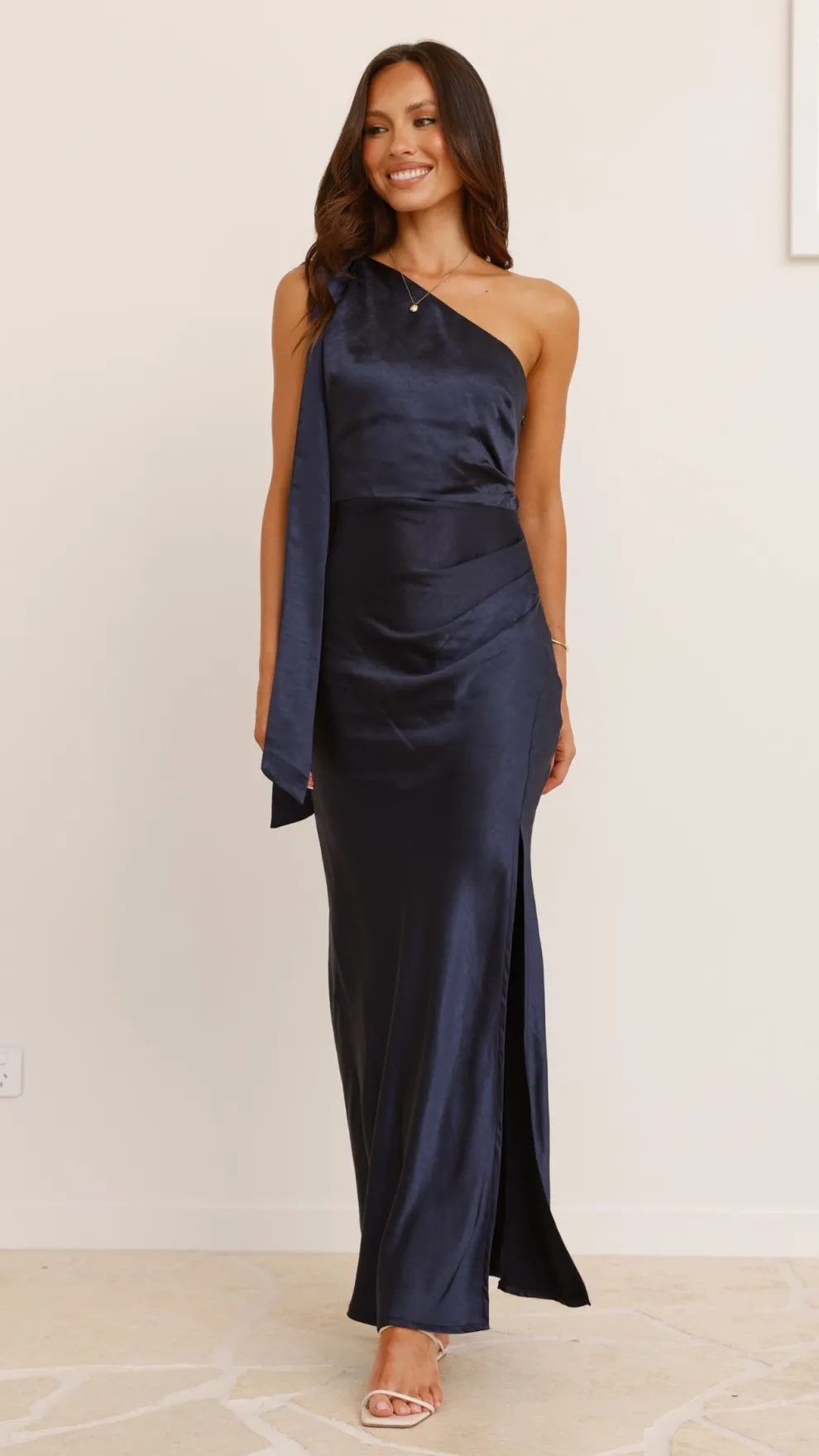 Halle One Shoulder Maxi Dress - Navy