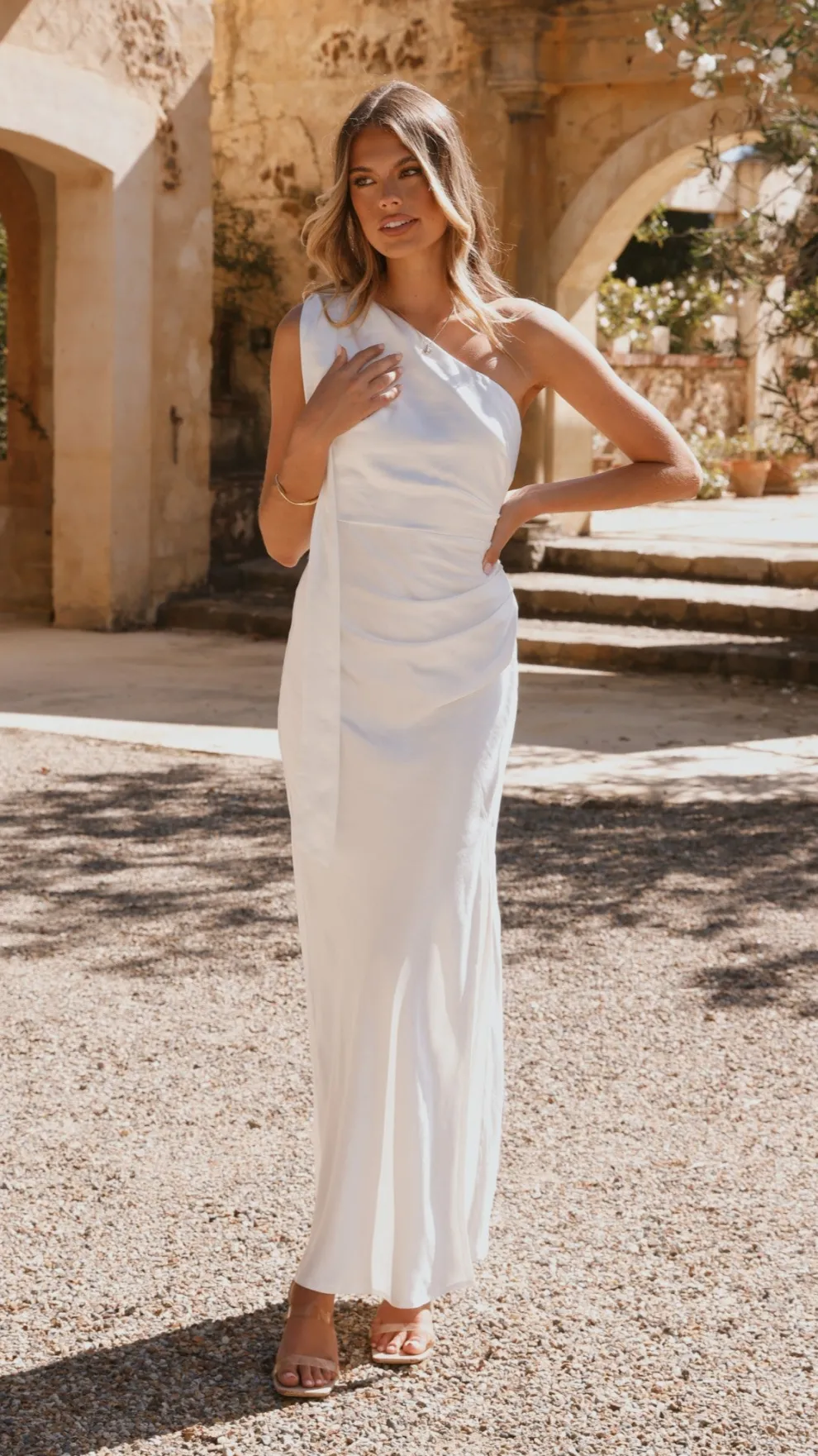 Halle One Shoulder Maxi Dress - Ivory