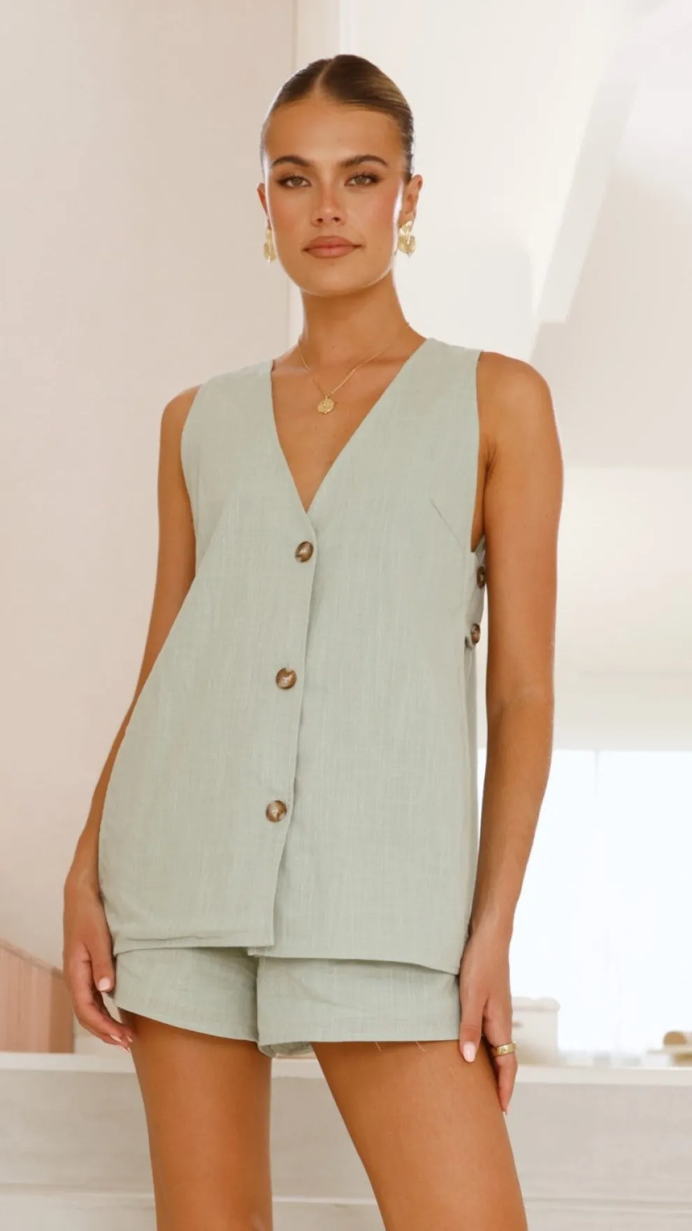 Hayley Vest and Shorts Set - Sage