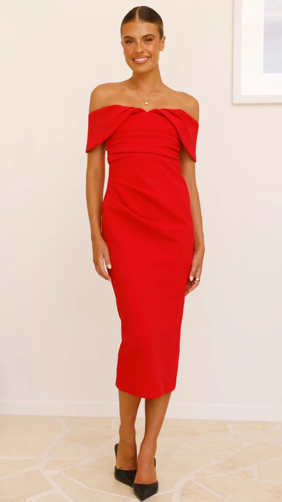 Holly Midi Dress - Red