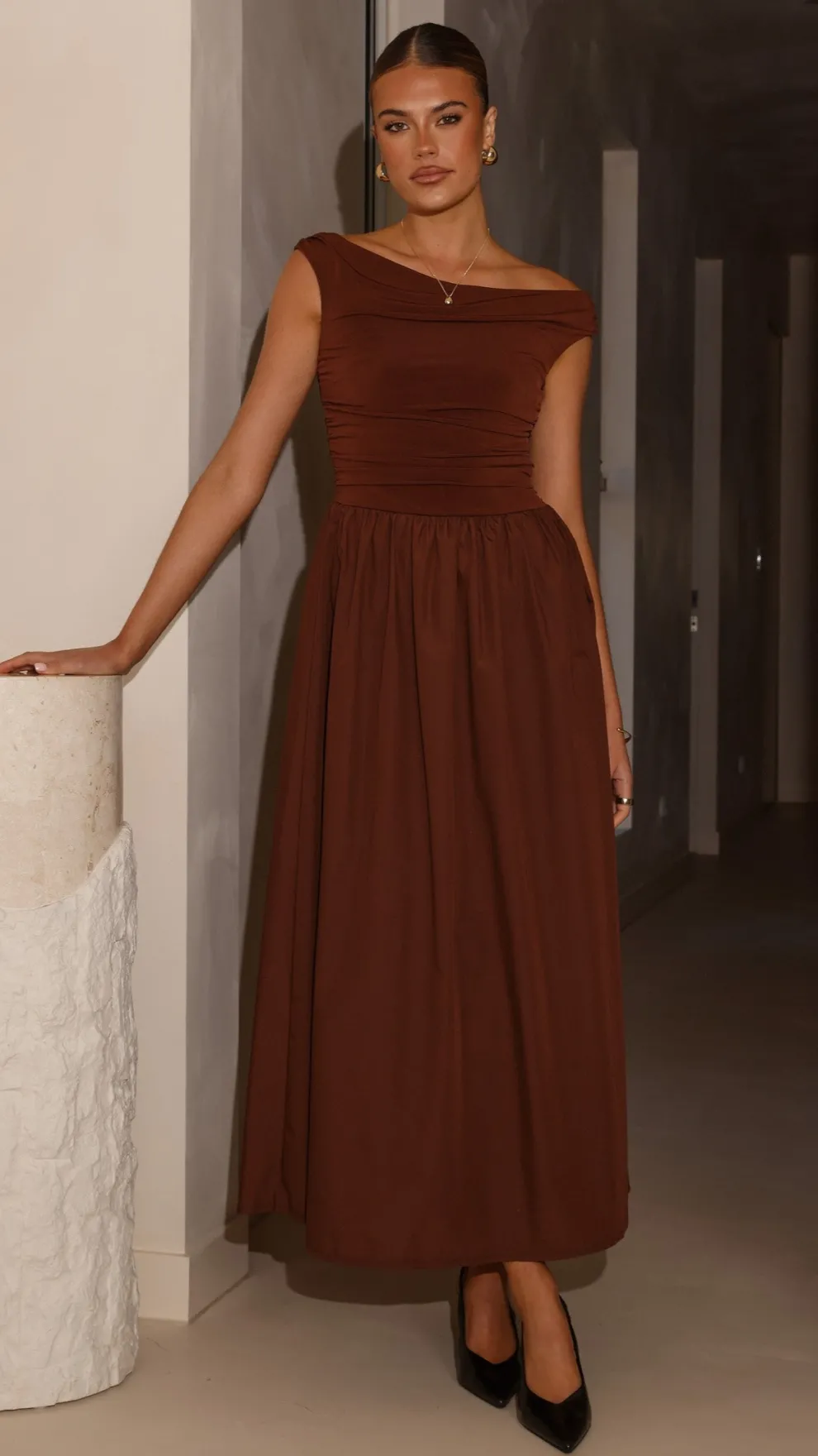 Immy Midi Dress - Brown