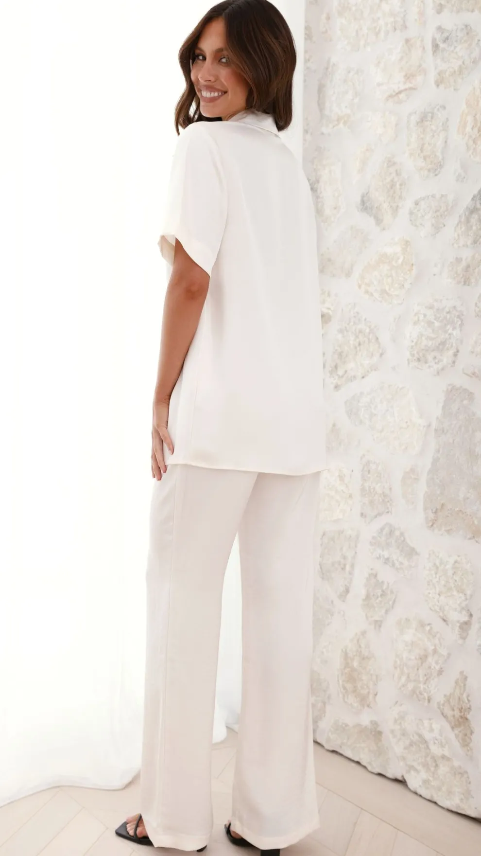 Imogen Button Pants - Cream