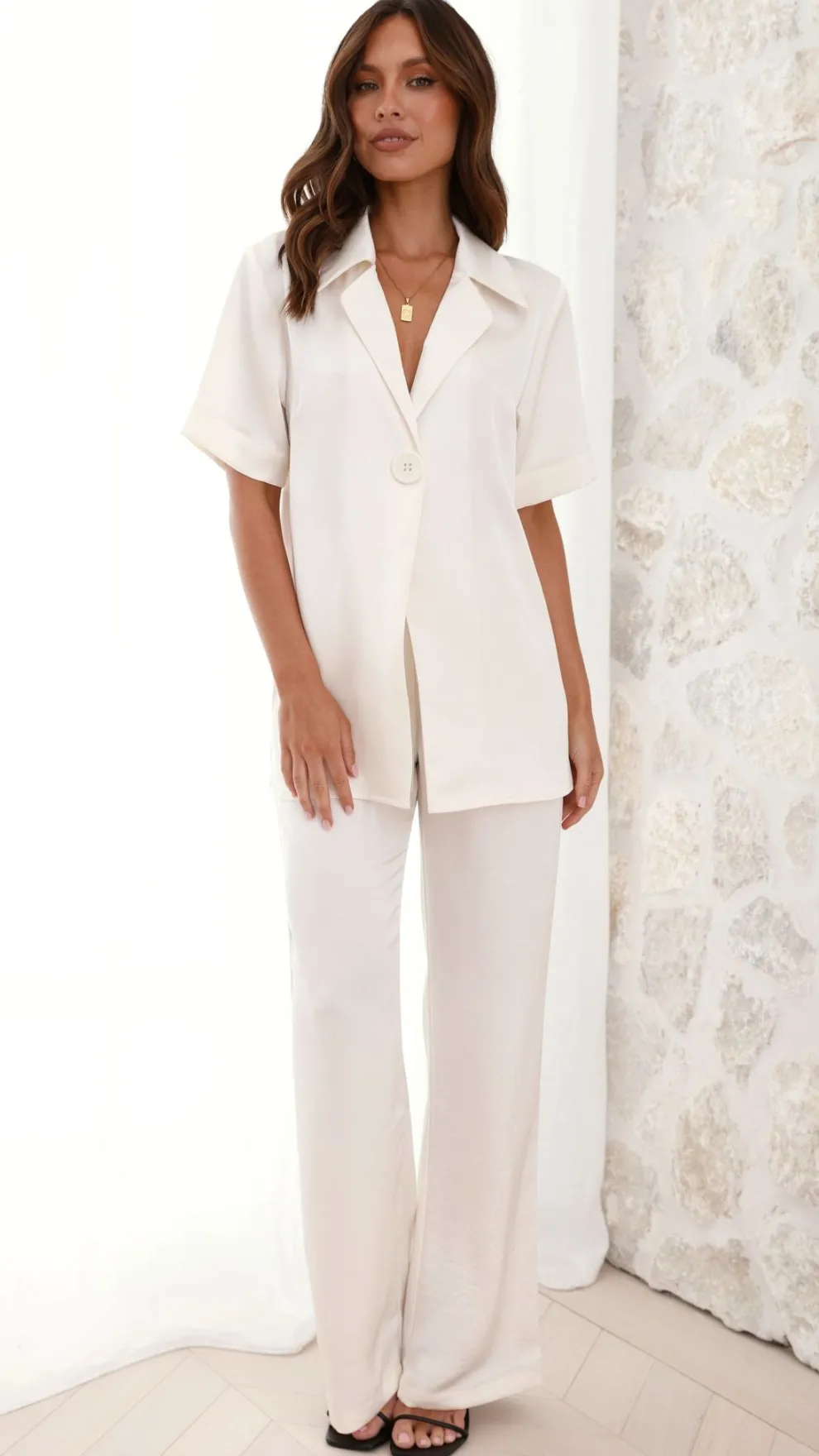 Imogen Button Pants - Cream