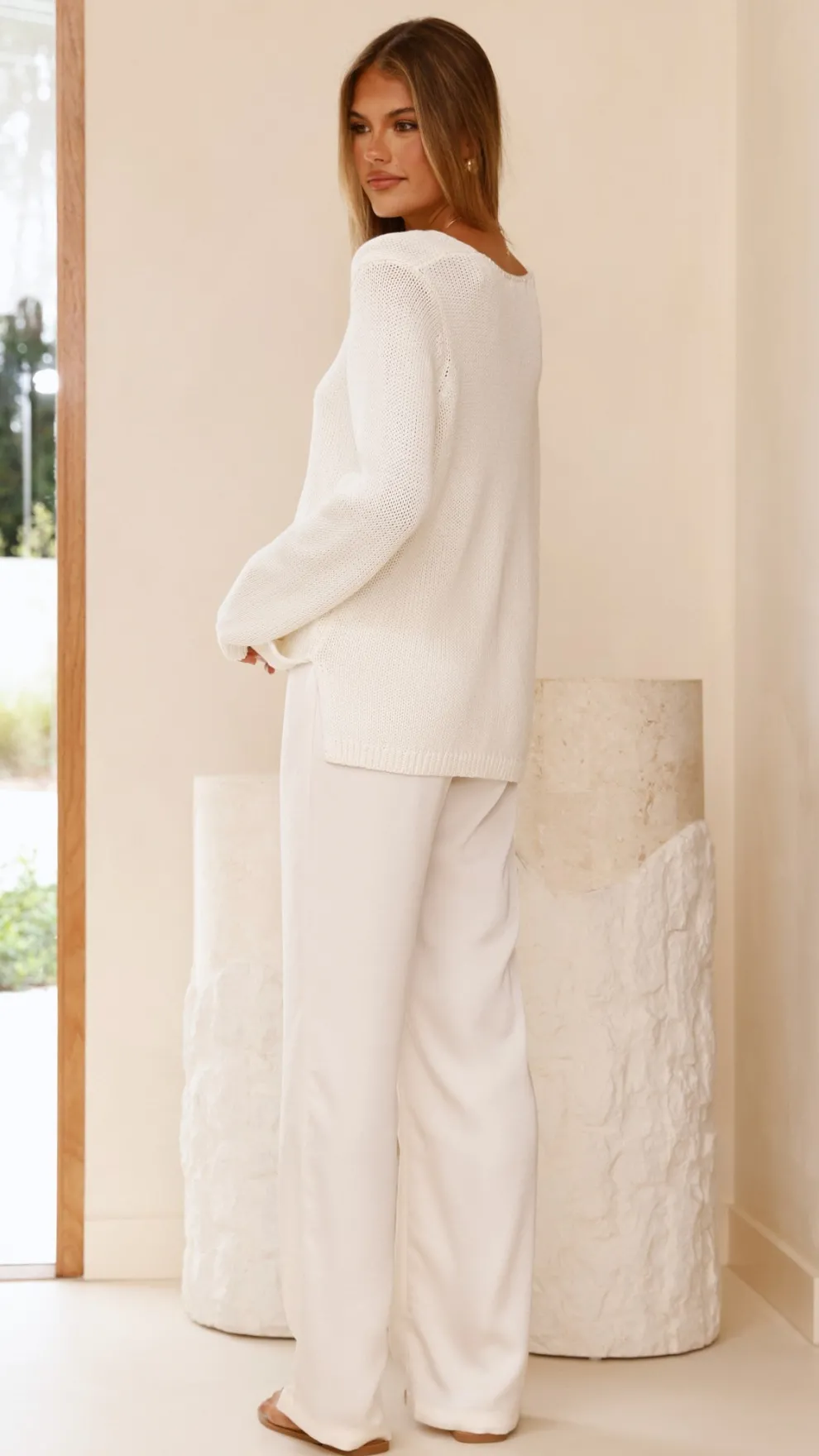 Imogen Button Pants - Cream