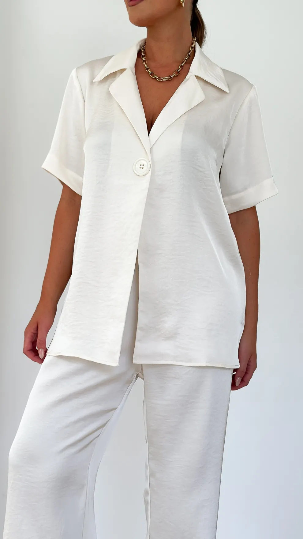 Imogen Button Pants - Cream