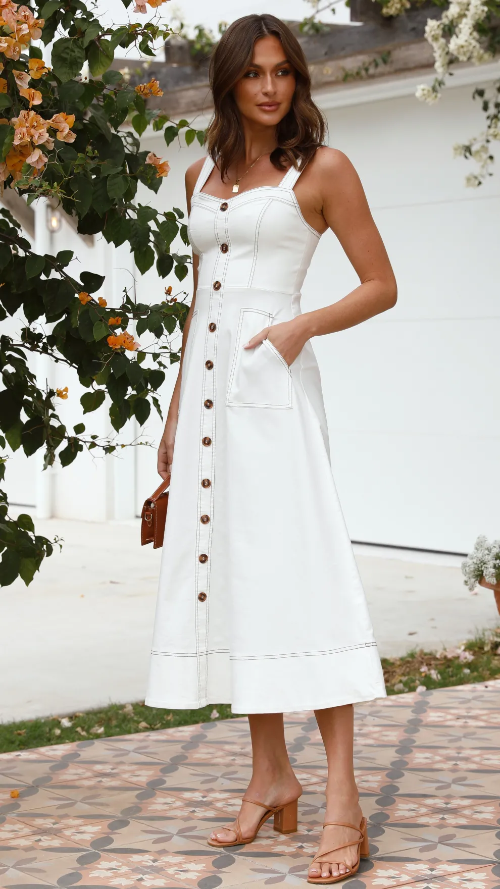 Indigo Midi Dress - White Denim