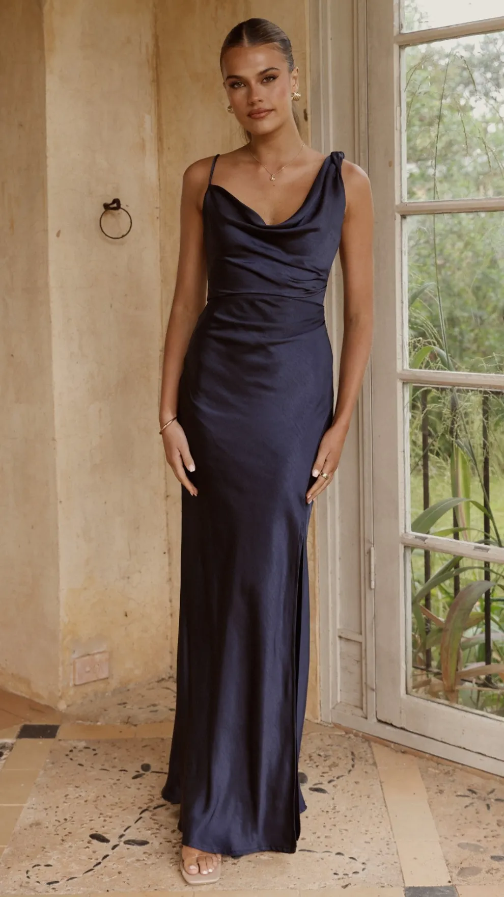 Iris Asymmetrical Maxi Dress - Navy