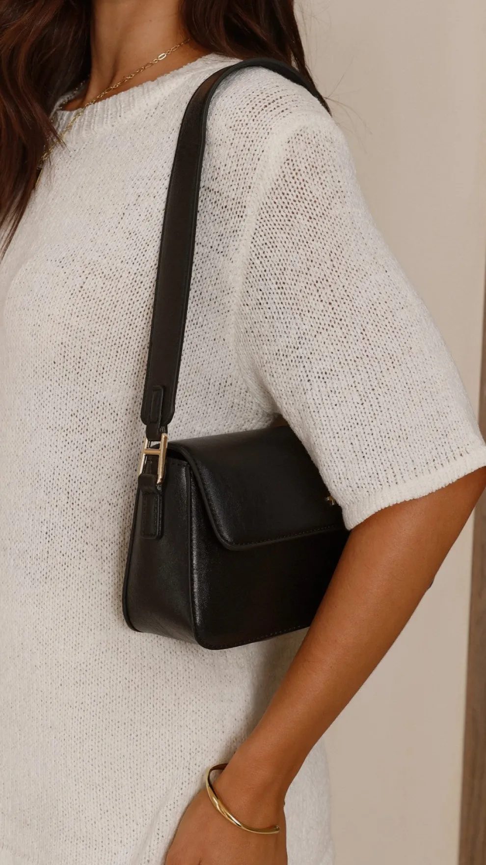 Jocelyn Shoulder Bag - Black PU