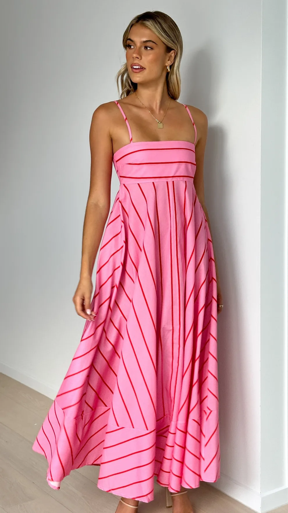 Kaethe Maxi Dress - Pink / Red Stripe