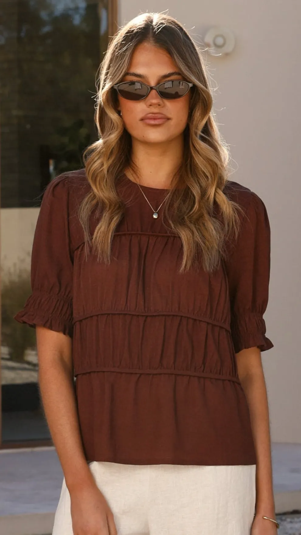 Kai Short Sleeve Top - Brown