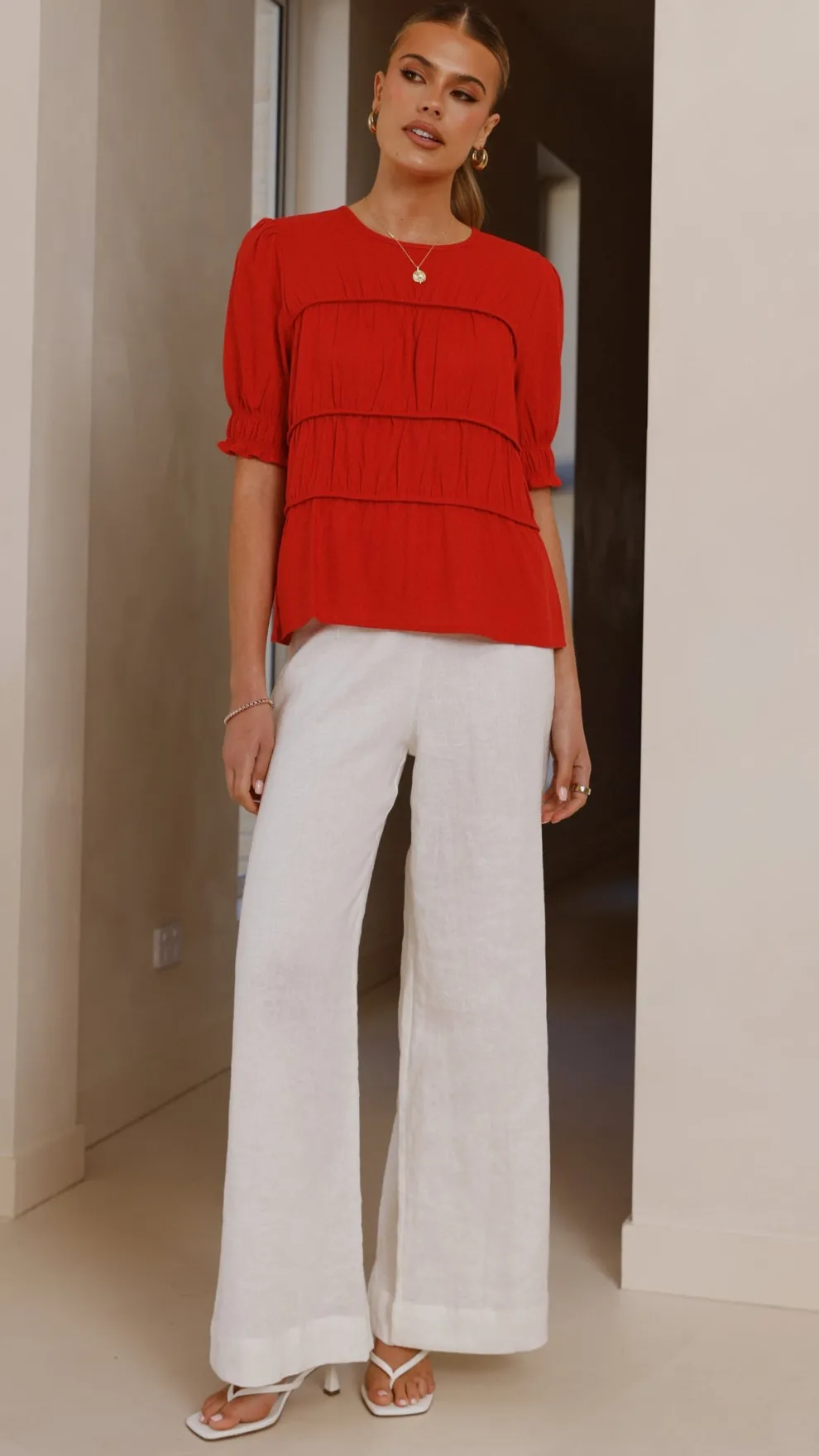 Kai Short Sleeve Top - Red