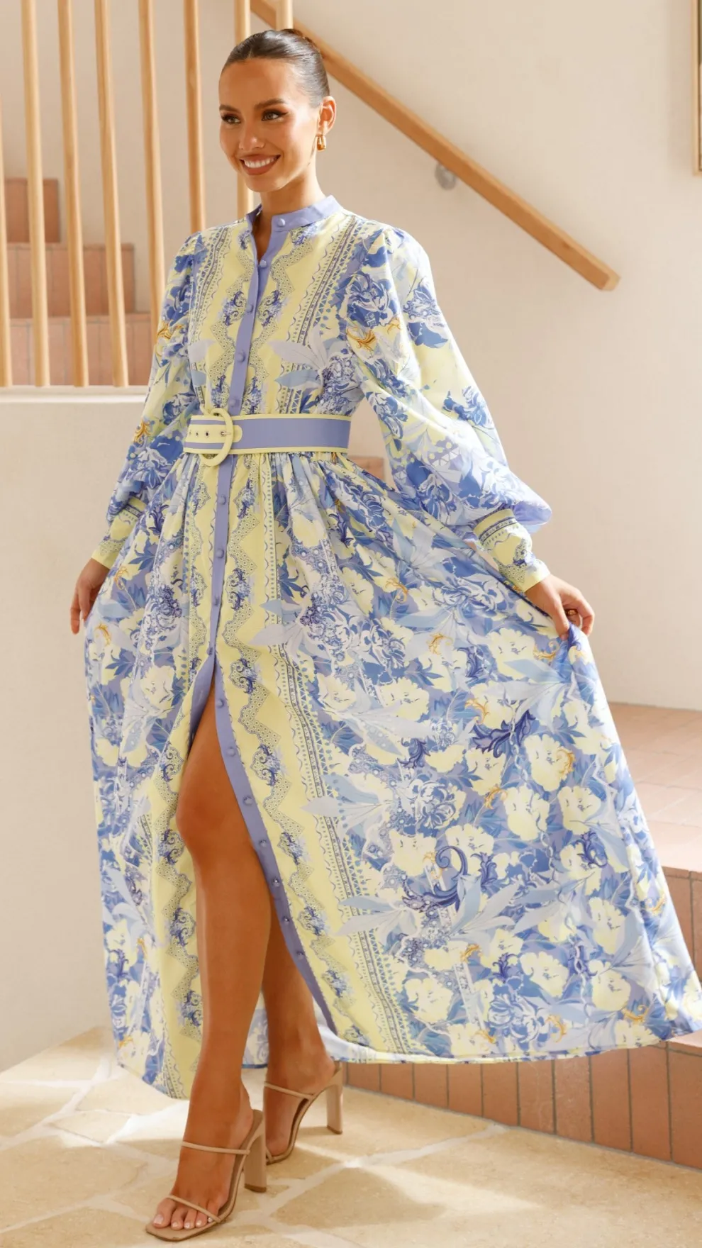 Kalliope Maxi Dress - Blue/Yellow
