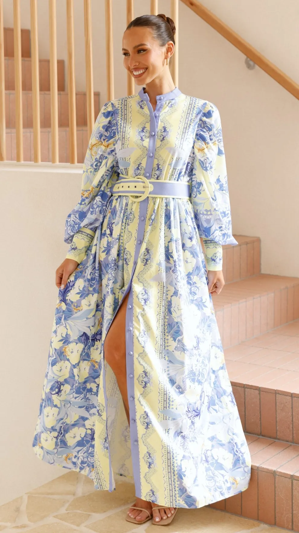 Kalliope Maxi Dress - Blue/Yellow